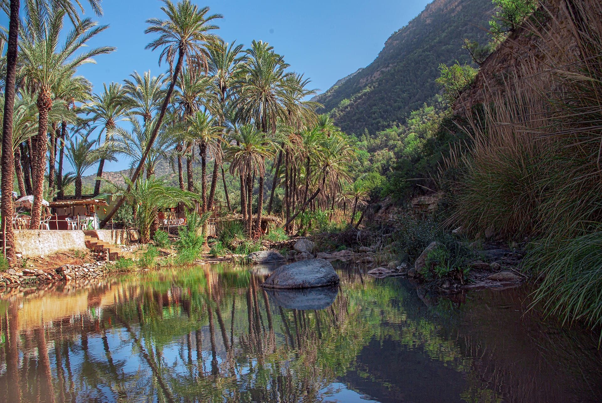 Palmenhain und Naturbecken im Paradise Valley bei Agadir